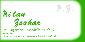 milan zsohar business card